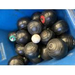 68 lawn bowls of various weights