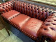 Red leather buttoned back Chesterfield