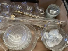 Quantity of new crystal glass chandelier bowls; plus glass central stems and pommels.
