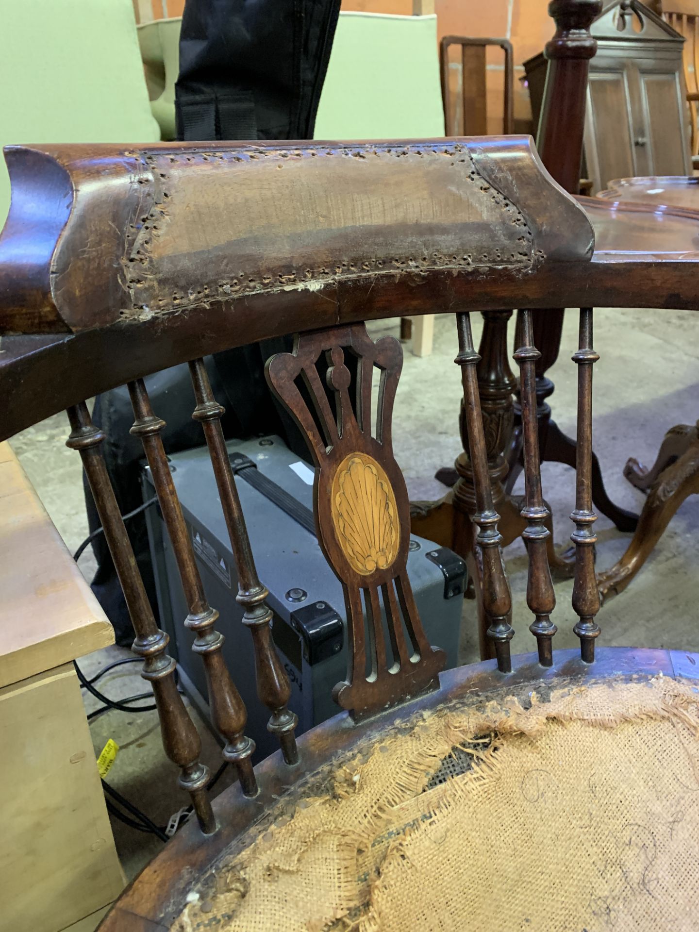 Victorian mahogany framed open arm chair - Image 6 of 7