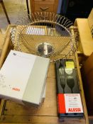 Alessi two piece boxed serving set, fruit bowl and two boxed mugs