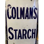 Blue and white enamel advertising sign "Colman's Starch"