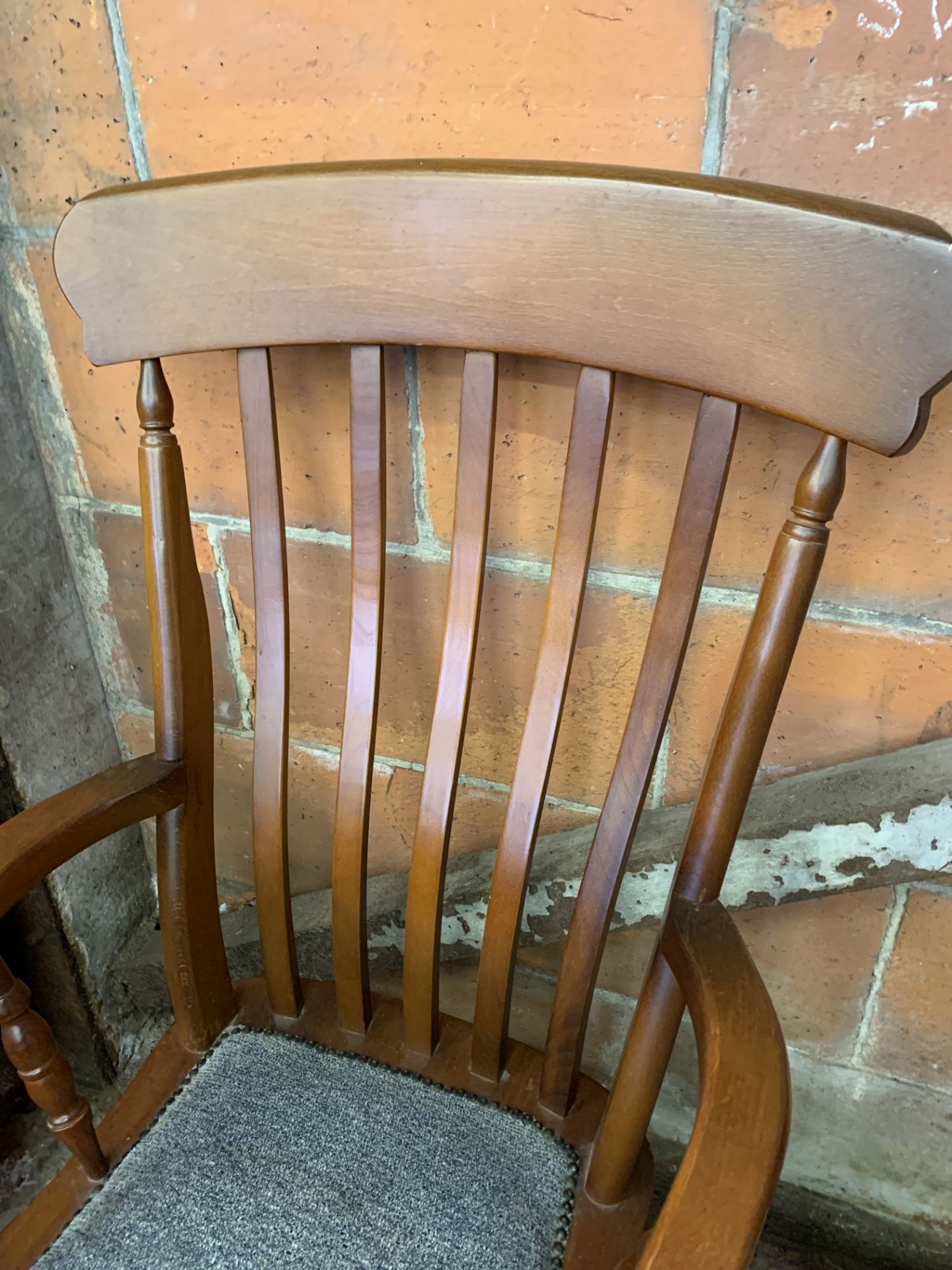 Mahogany rail back open armchair with upholstered seat - Image 2 of 4