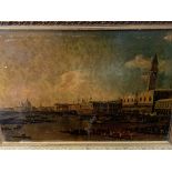 Gilt framed oleograph of Venice, and four other prints