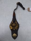 Horse brass on leather strap - carries VAT.