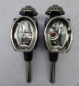 Pair of horseshoe fronted carriage lamps - carries VAT.