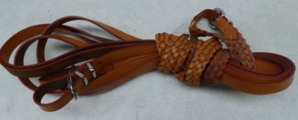 Leather plaited driving reins - carries VAT.