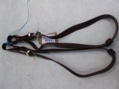 Pair of brown, cob size biothane breeching straps with horseshoe buckles - carries VAT.