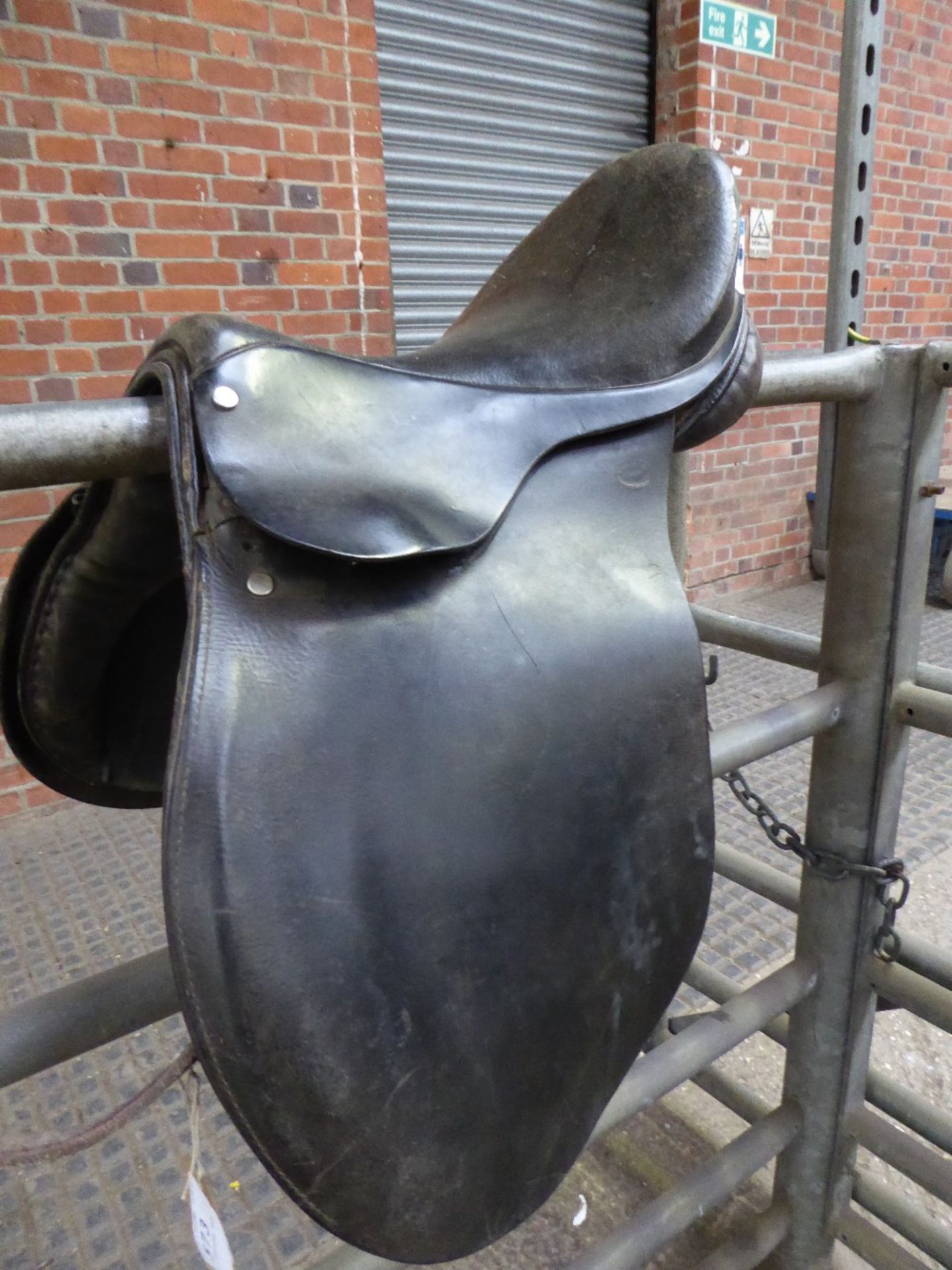 16ins black leather saddle by The Society of Master Saddlers - carries VAT.