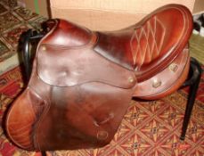 Brown leather Paragon 18ins saddle by John Goodwin.