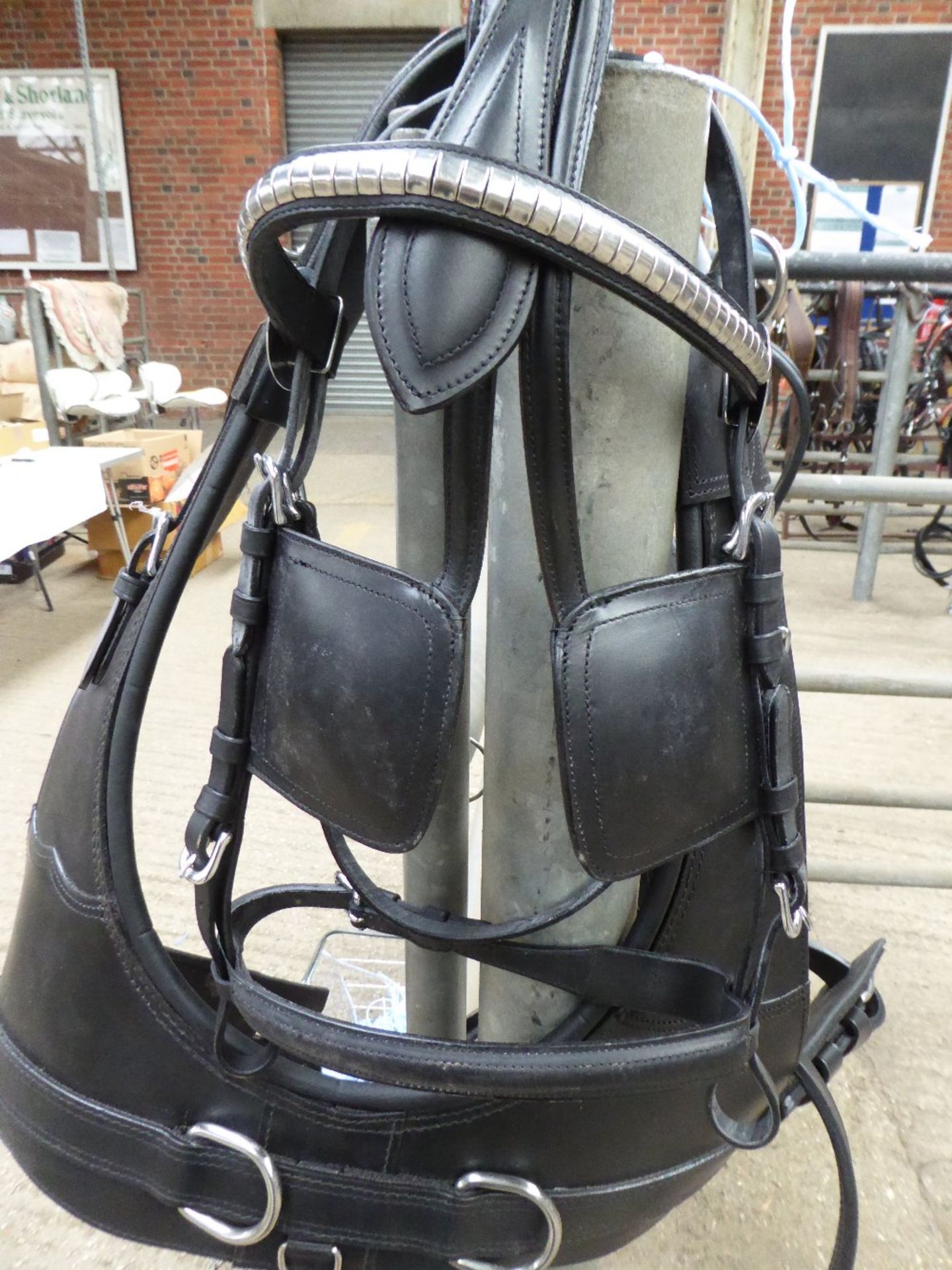 Set of black/whitemetal harness with a French collar to fit a cob - carries VAT - Image 3 of 3