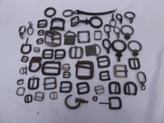 Quantity of silver plated harness fittings plus some leather covered fittings.