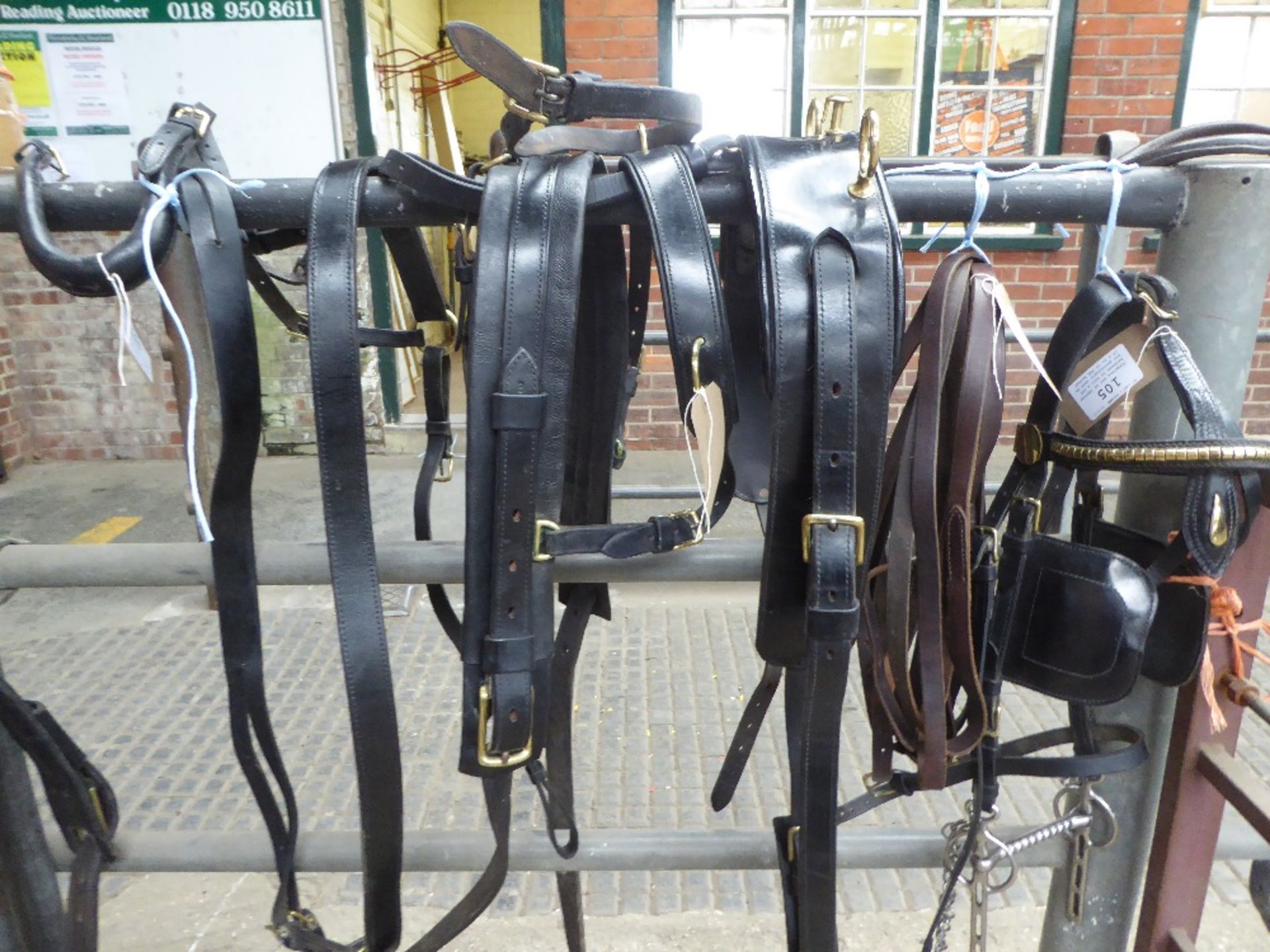 Complete set of leather harness to suit a cob but previously used on 14.2 to 15.3hh horses