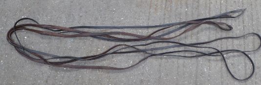 Brown leather team reins, length 26ft 8ins.