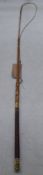 Holly whip with leather handle, approx. 110ins - carries VAT.