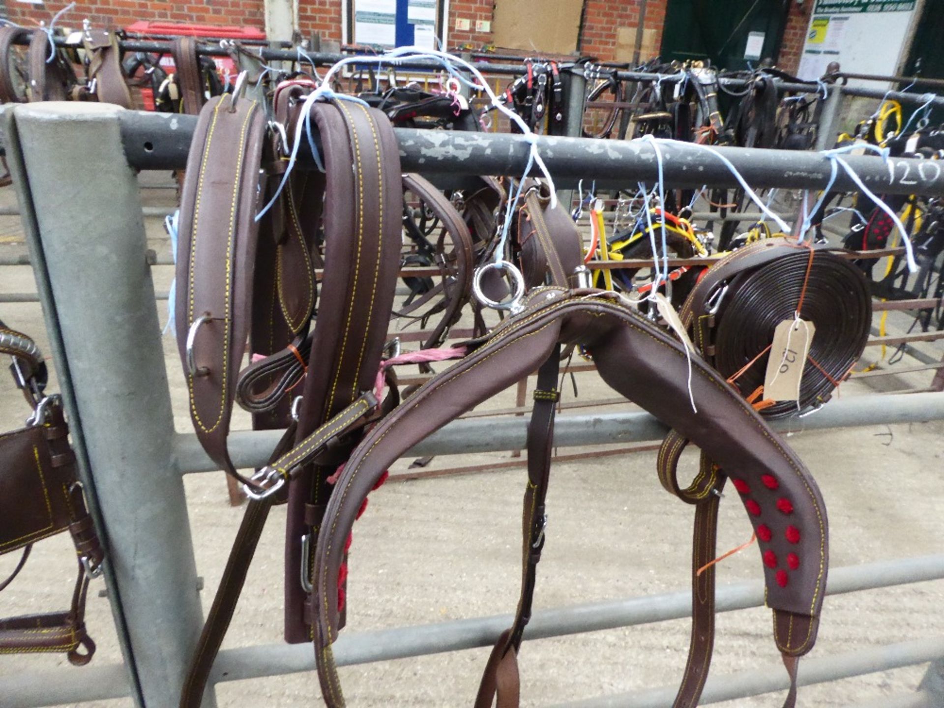 Set of brown pony size breastcollar harness with whitemetal fittings - carries VAT