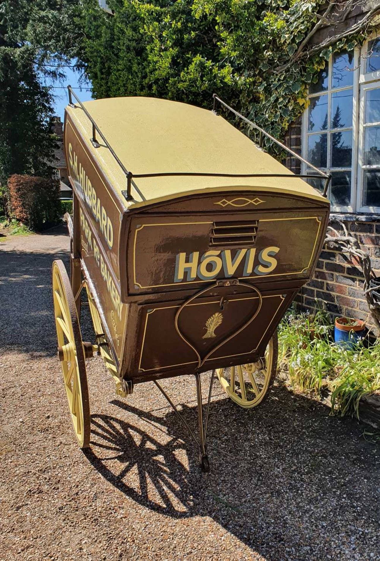 BAKER'S HAND CART, painted brown with cream signage - Image 2 of 6