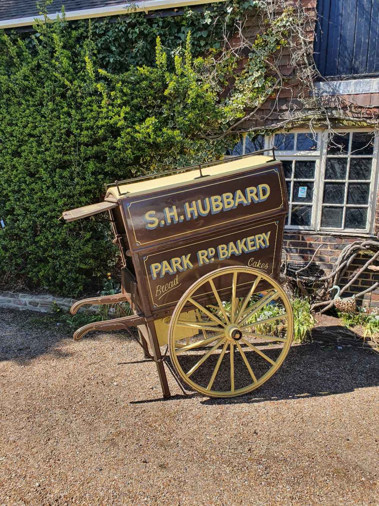 BAKER'S HAND CART, painted brown with cream signage - Image 6 of 6