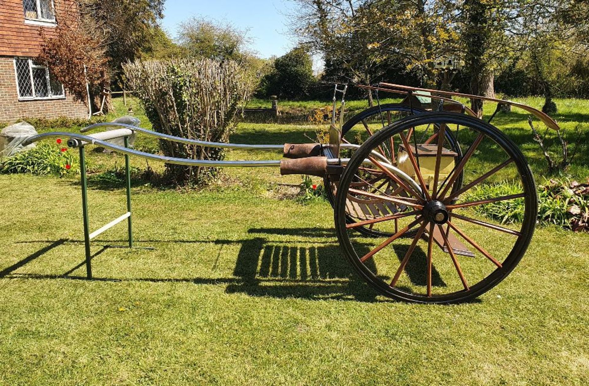 ROAD CART, English made with stainless steel shafts and box seat.