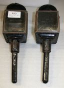 Pair of square fronted carriage lamps.