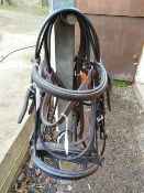 3 x bridles with no bit or reins for a pony, cob and full size.