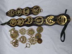 Assortment of horse brasses.