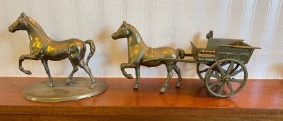 Box of brass model horses.
