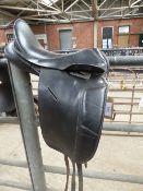 Black leather 18ins dressage saddle by Olympic