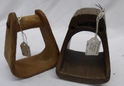 2 South American wooden stirrups.