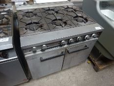 Falcon natural gas Dominator six burner commercial stainless steel range.