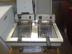 Infernus twin tank electric fryer drain valves to front