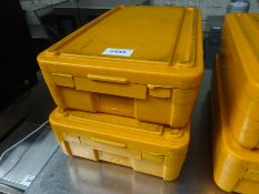 Two Rieber insulated food boxes.