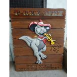 T-Rex-Mex wooden sign.