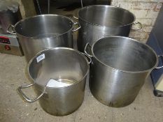 4 large commercial stainless steel stockpots