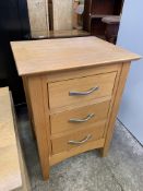 Contemporary low table and a three drawer bedside cabinet