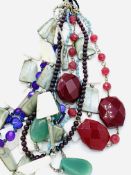Six assorted gemstone necklaces