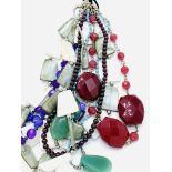 Six assorted gemstone necklaces