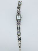 925 silver watch with silver and gemstone set strap by Gems