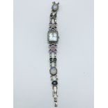 925 silver watch with silver and gemstone set strap by Gems