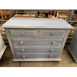 Blue painted chest of two over three drawers