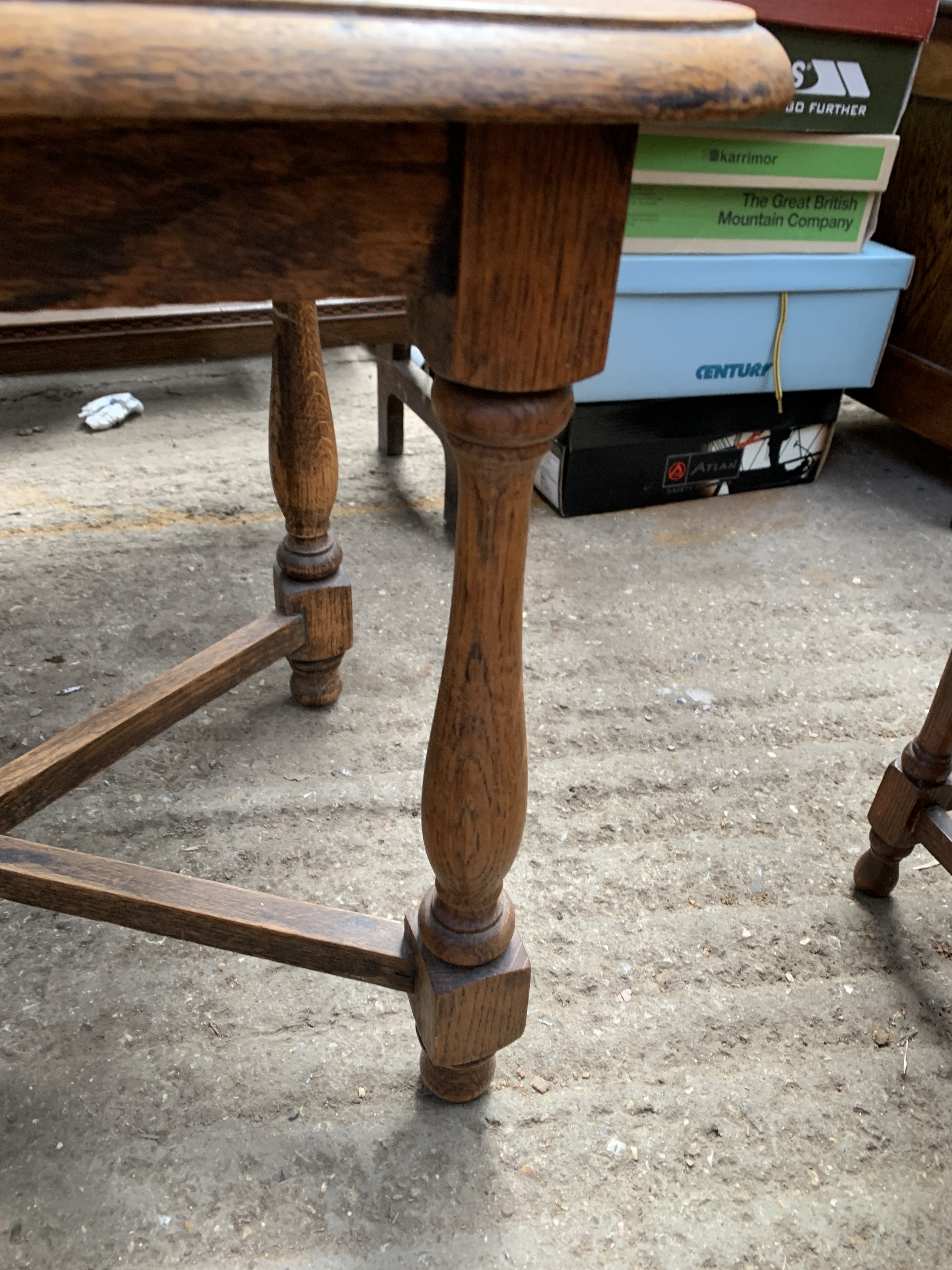 Mahogany hexagonal side table; garden chair; oak footstool; oak side table and mahogany table - Image 5 of 12