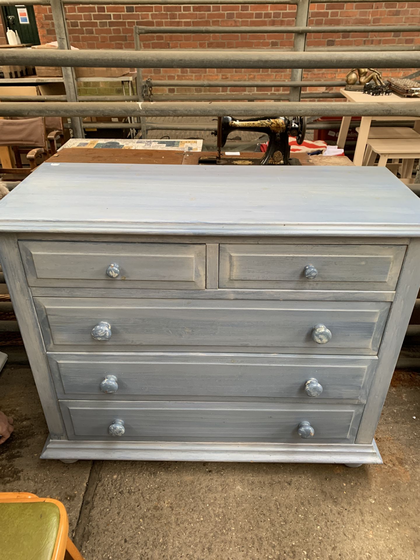 Blue painted chest of two over three drawers - Image 2 of 3