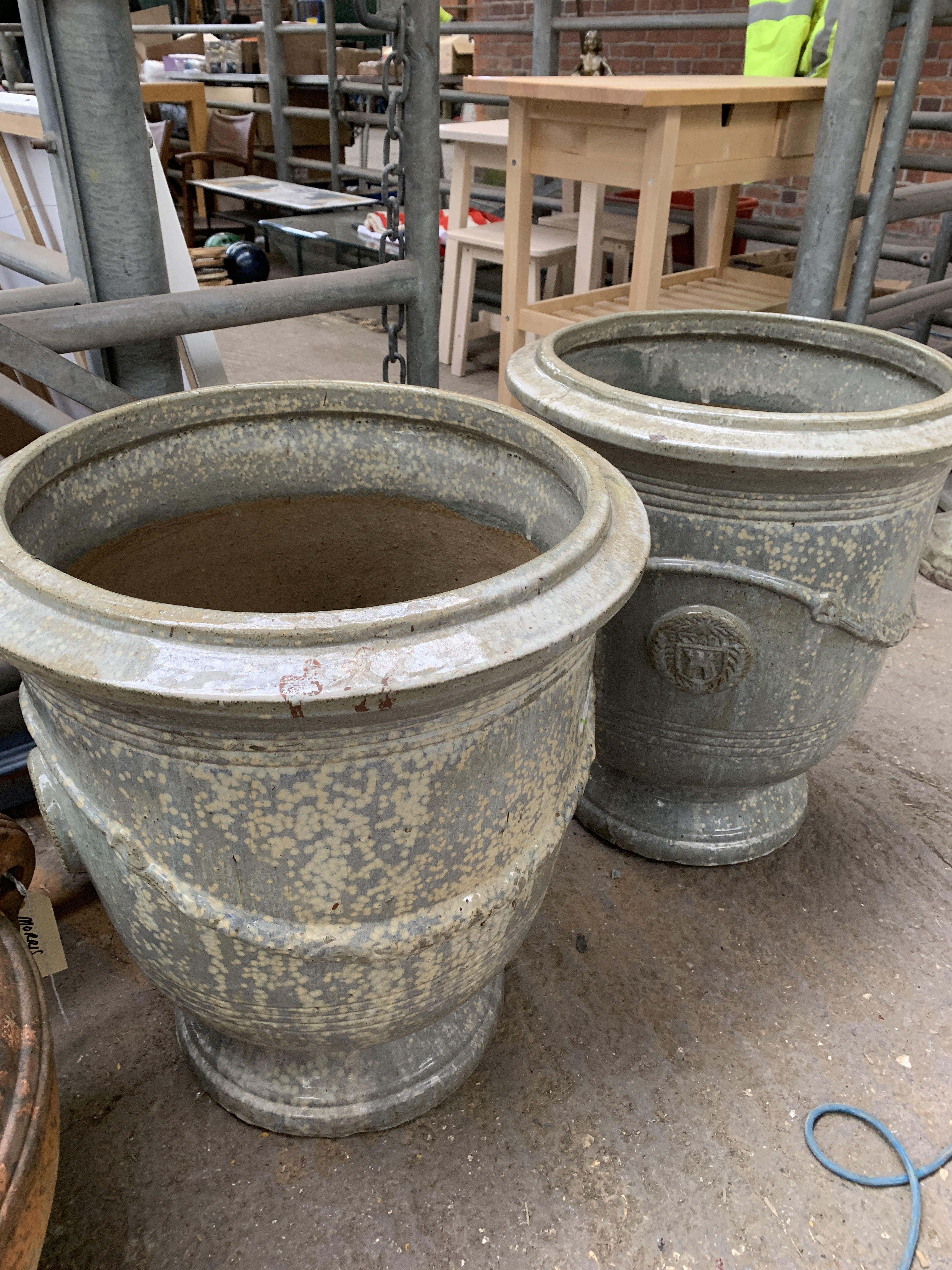 Two glazed stoneware urn shaped pots