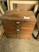 Small oak filing chest of six drawers