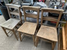 Three old elm seat Chapel chairs