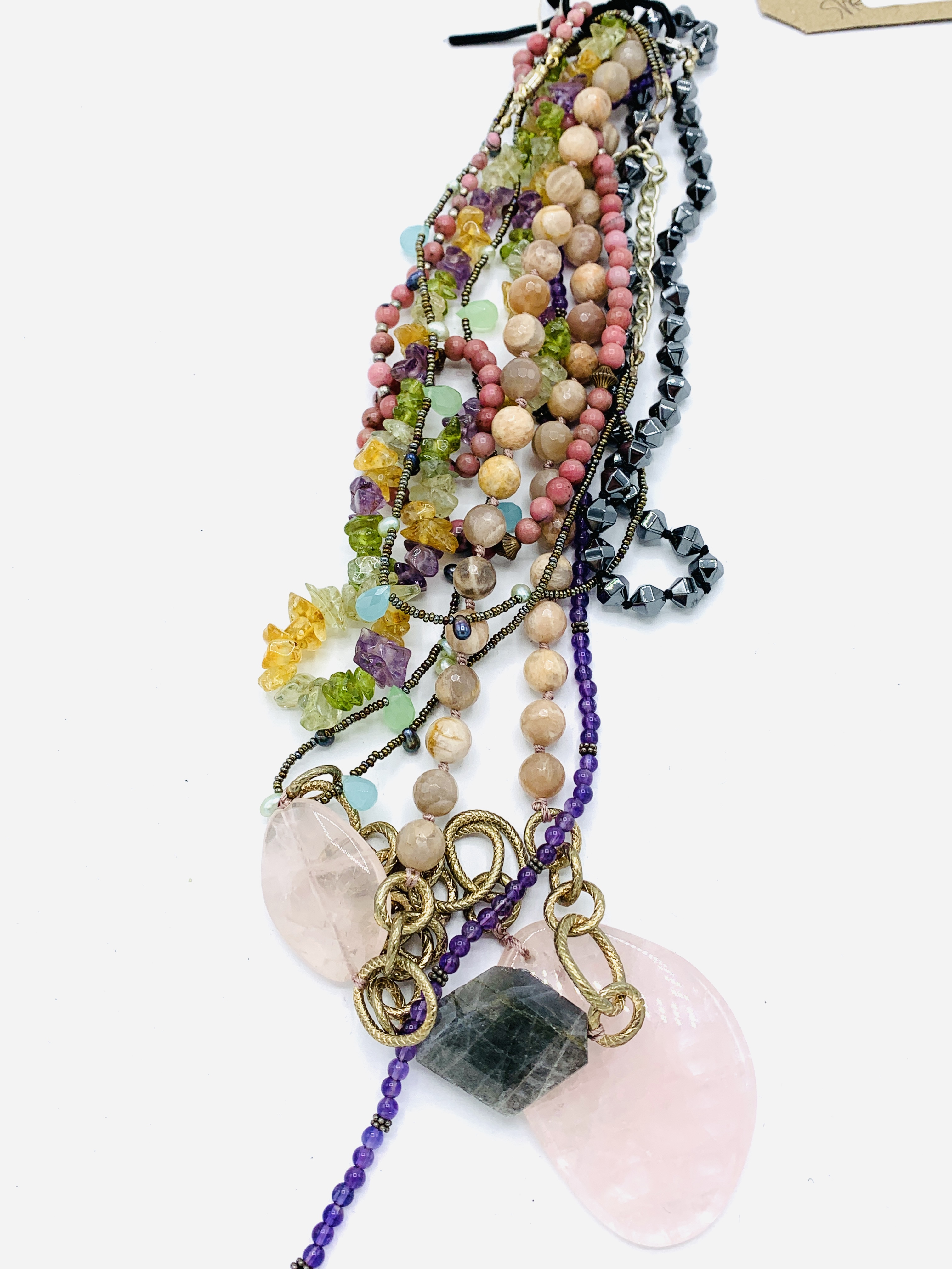 Six various gemstone necklaces