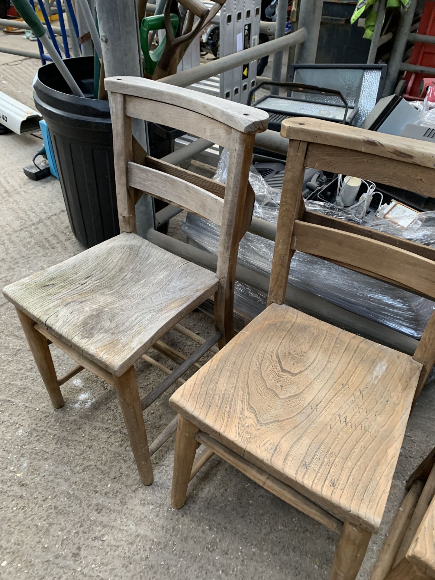 Three old elm seat Chapel chairs - Image 3 of 3