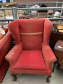 Victorian red upholstered wingback chair