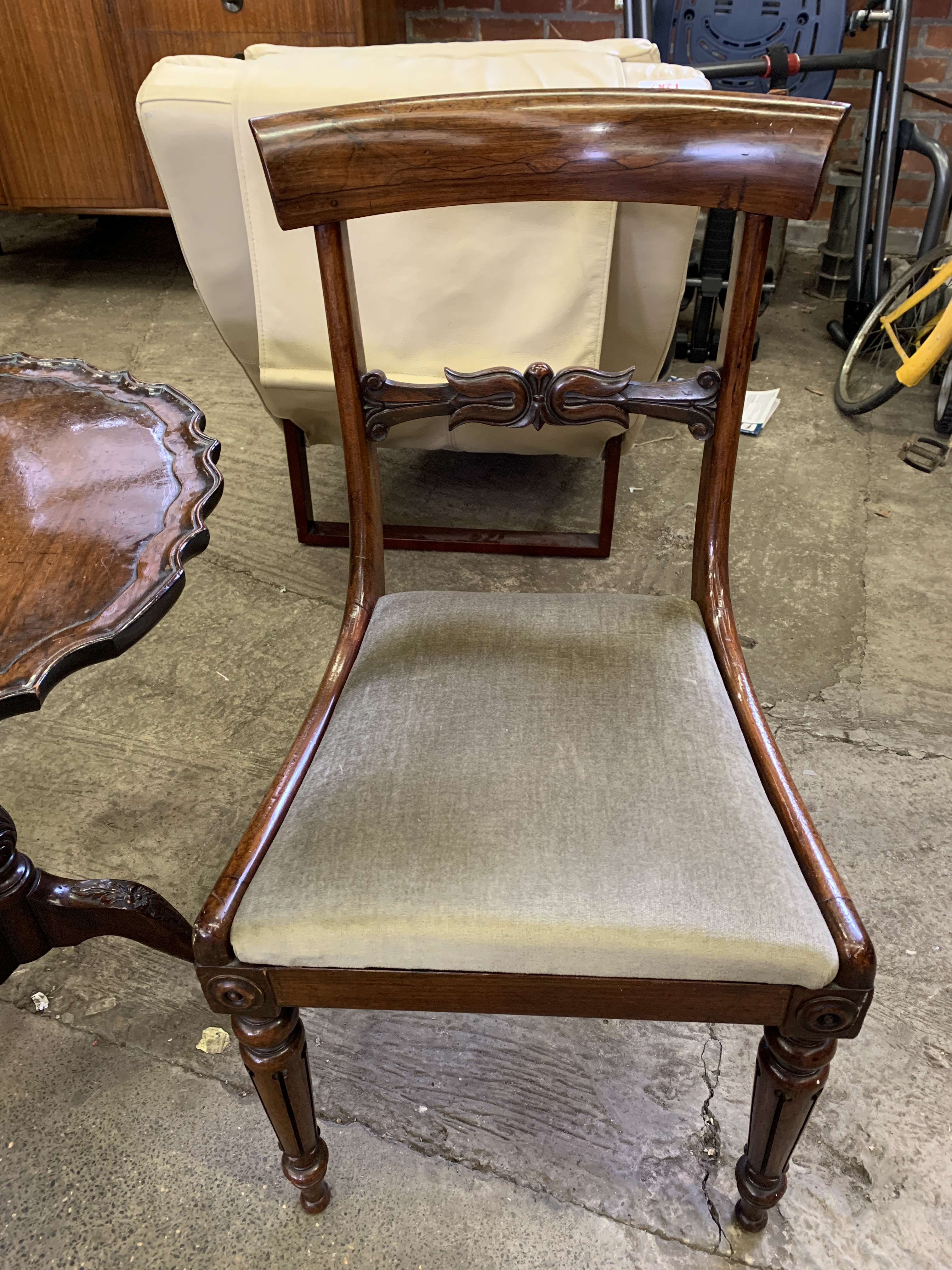 Mahogany framed high back low seat open elbow chair; together with a mahogany chair - Image 4 of 6