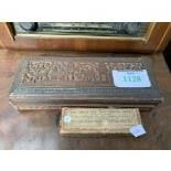 Indian carved wood inlaid box and nine magical lantern slides